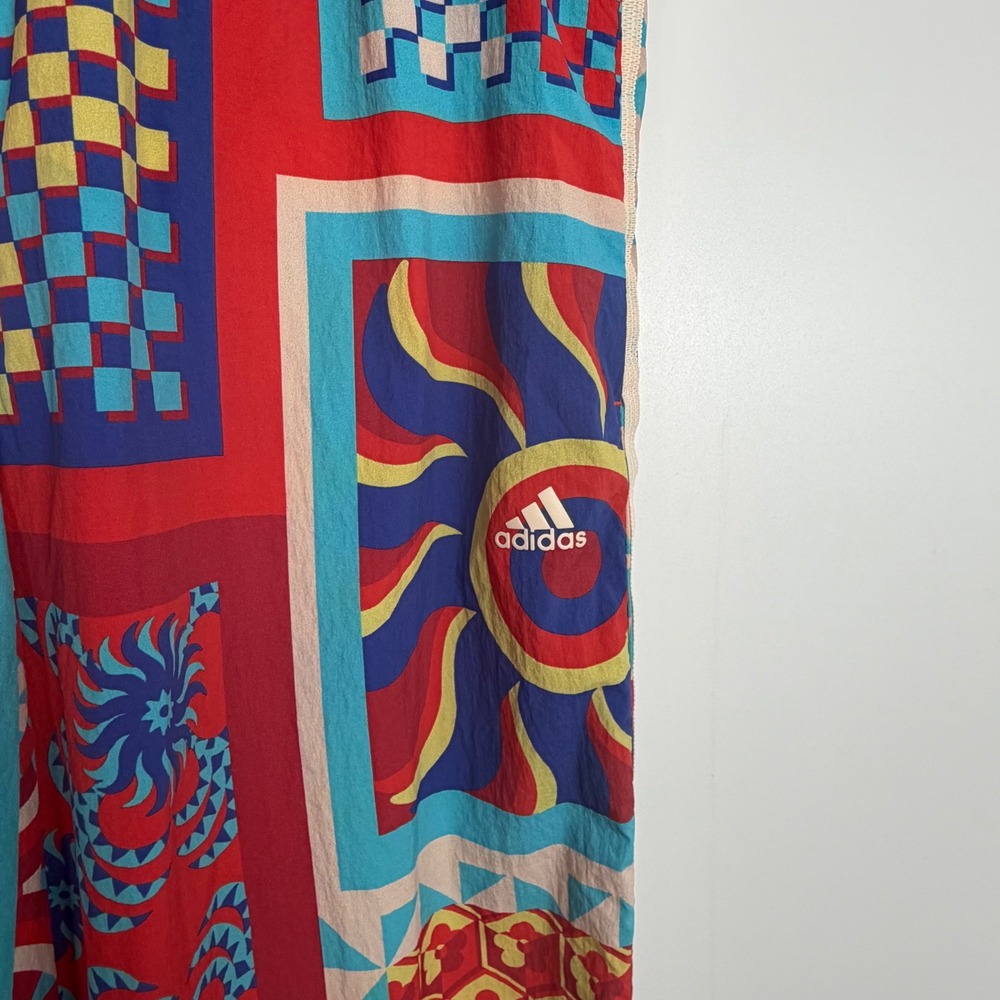 Adidas Multicolor Patchwork Print Button Up Shirt & Wide Leg Pants Set XL - Picture 5 of 12